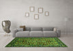 Machine Washable Oriental Green Traditional Area Rugs in a Living Room,, wshurb2342grn