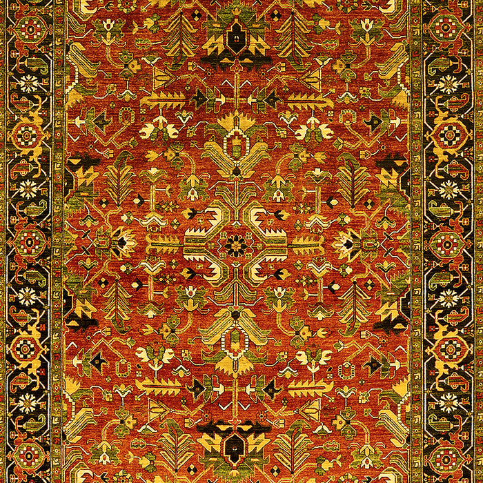 Machine Washable Oriental Yellow Traditional Rug, wshurb2342yw