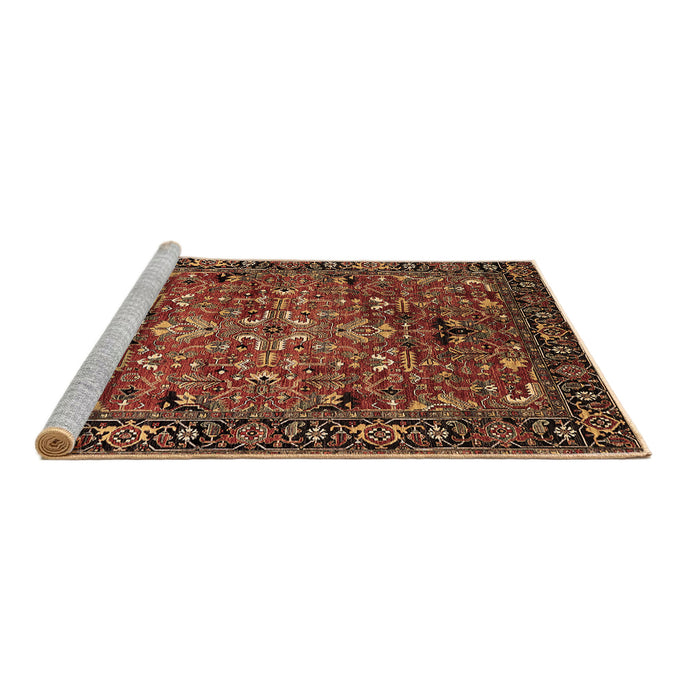 Sideview of Machine Washable Oriental Brown Traditional Rug, wshurb2342brn
