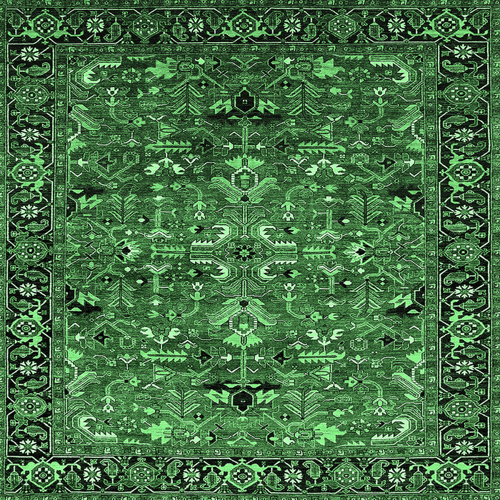 Square Oriental Emerald Green Traditional Rug, urb2342emgrn
