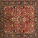 Square Machine Washable Oriental Brown Traditional Rug, wshurb2342brn