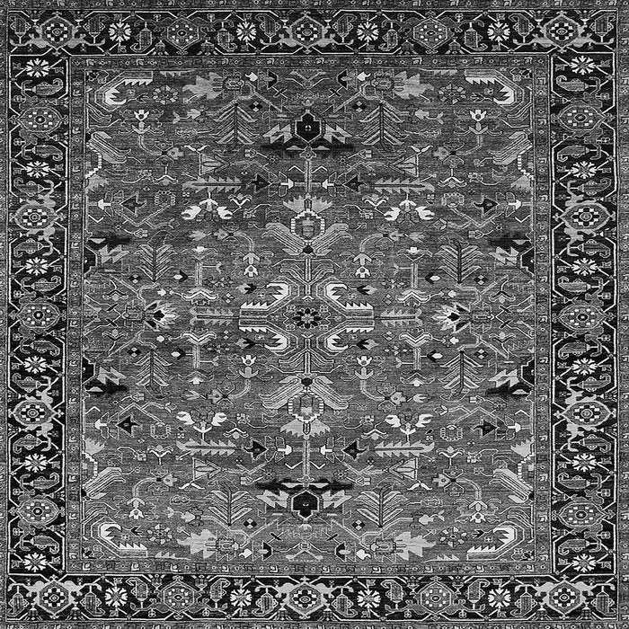 Square Machine Washable Oriental Gray Traditional Rug, wshurb2342gry