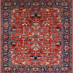 Square Mid-Century Modern Rose Purple Oriental Rug, urb2342