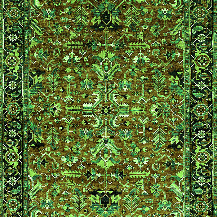 Machine Washable Oriental Green Traditional Area Rugs, wshurb2342grn