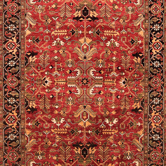 Machine Washable Oriental Orange Traditional Area Rugs, wshurb2342org