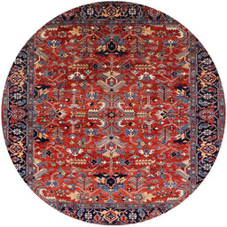 Round Mid-Century Modern Rose Purple Oriental Rug, urb2342