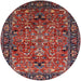 Round Mid-Century Modern Rose Purple Oriental Rug, urb2342