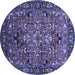 Round Machine Washable Oriental Blue Traditional Rug, wshurb2342blu