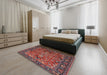 Mid-Century Modern Rose Purple Oriental Rug in a Bedroom, urb2342