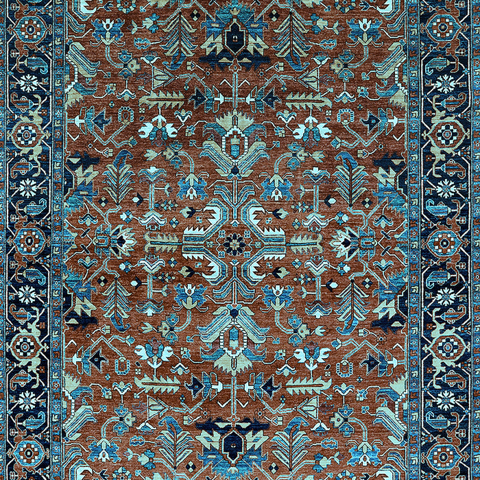 Machine Washable Oriental Light Blue Traditional Rug, wshurb2342lblu