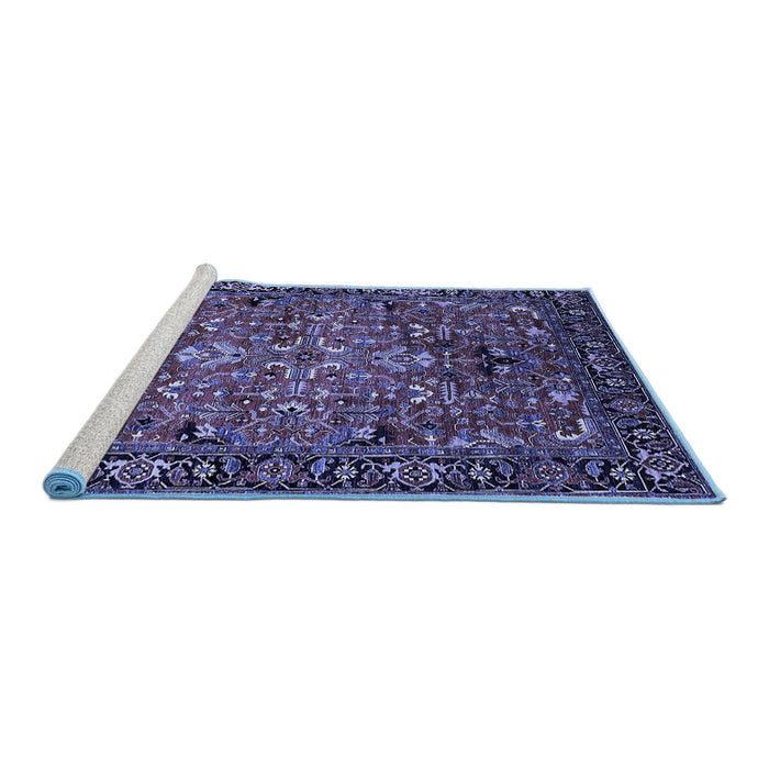 Sideview of Machine Washable Oriental Blue Traditional Rug, wshurb2342blu