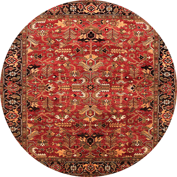 Round Oriental Orange Traditional Rug, urb2342org