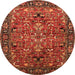 Round Oriental Orange Traditional Rug, urb2342org