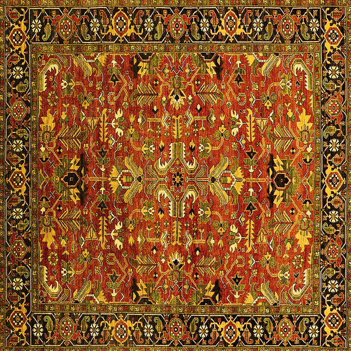 Square Oriental Yellow Traditional Rug, urb2342yw