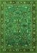 Machine Washable Oriental Green Traditional Area Rugs, wshurb2343grn