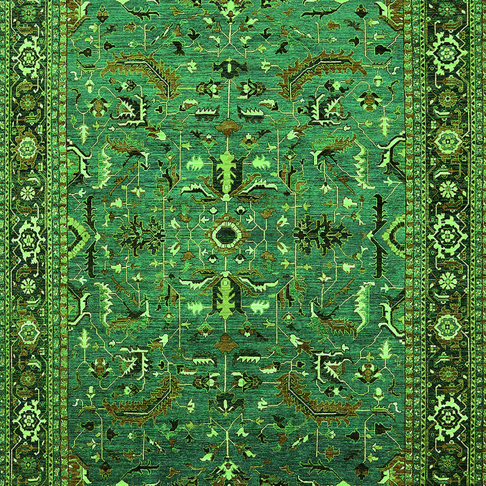 Machine Washable Oriental Green Traditional Area Rugs, wshurb2343grn
