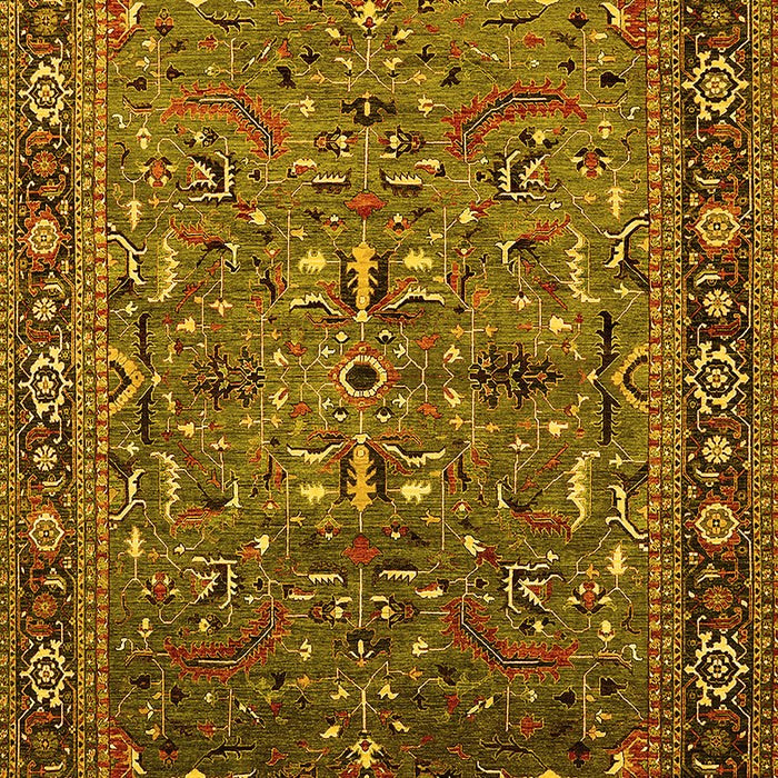 Machine Washable Oriental Yellow Traditional Rug, wshurb2343yw