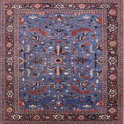 Square Mid-Century Modern Maroon Purple Oriental Rug, urb2343
