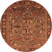 Round Machine Washable Oriental Orange Traditional Area Rugs, wshurb2343org