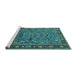 Sideview of Machine Washable Oriental Turquoise Traditional Area Rugs, wshurb2343turq