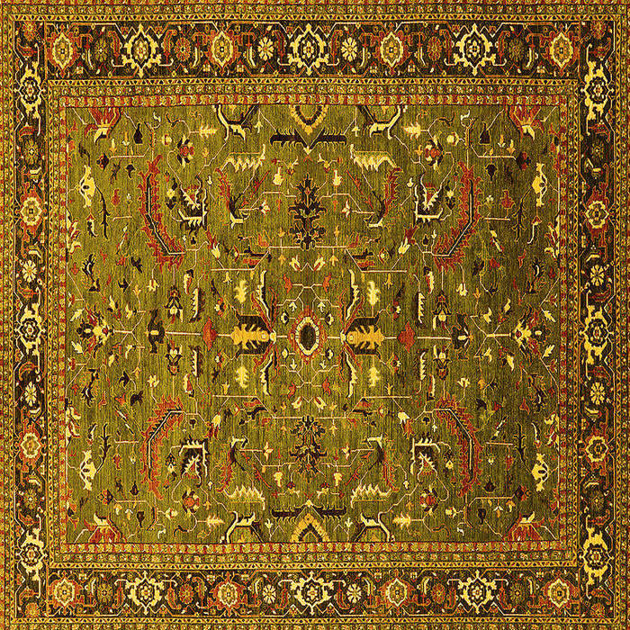 Square Oriental Yellow Traditional Rug, urb2343yw