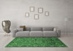 Machine Washable Oriental Emerald Green Traditional Area Rugs in a Living Room,, wshurb2343emgrn