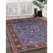 Mid-Century Modern Maroon Purple Oriental Rug in Family Room, urb2343