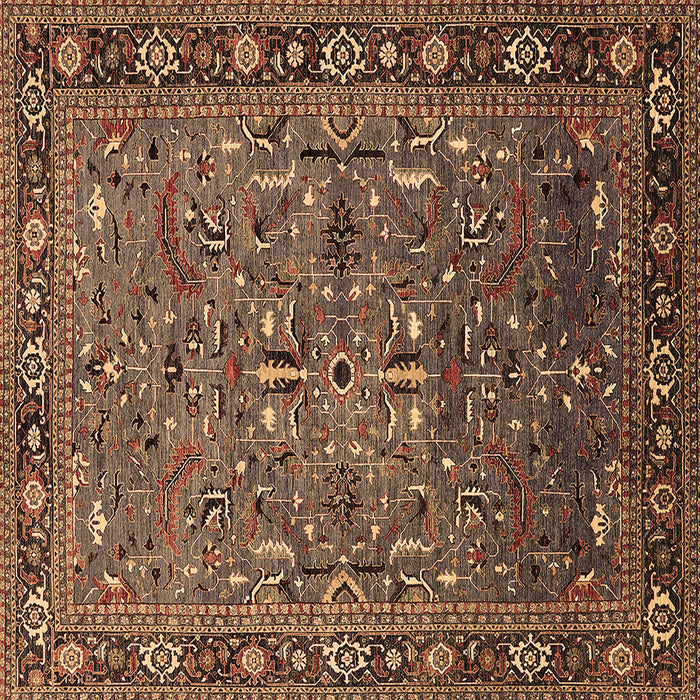 Square Oriental Brown Traditional Rug, urb2343brn