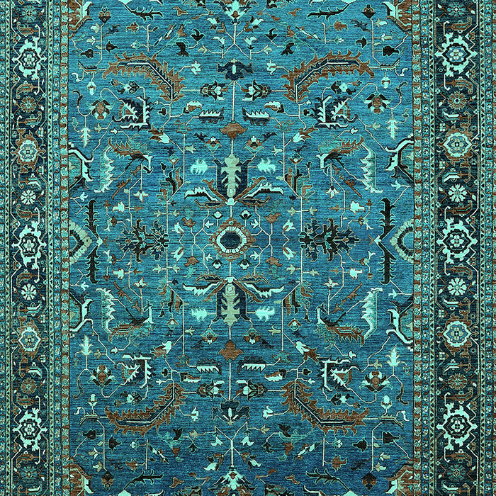 Machine Washable Oriental Turquoise Traditional Area Rugs, wshurb2343turq