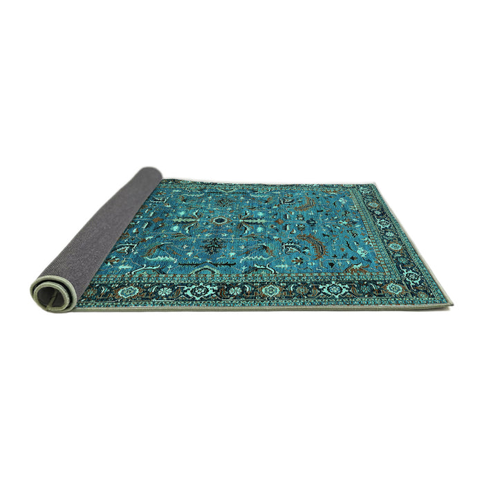 Sideview of Oriental Turquoise Traditional Rug, urb2343turq