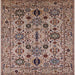 Square Mid-Century Modern Red Brown Oriental Rug, urb2344