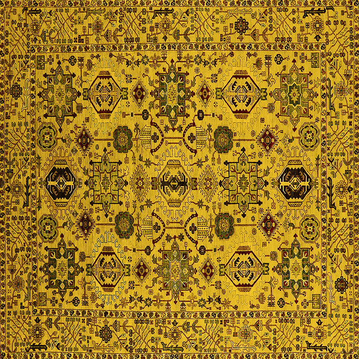 Square Oriental Yellow Traditional Rug, urb2344yw
