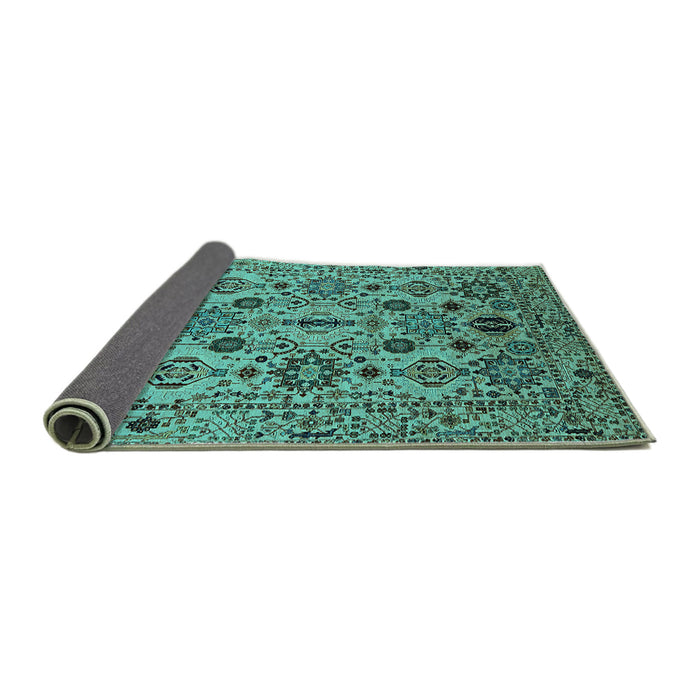 Sideview of Oriental Turquoise Traditional Rug, urb2344turq