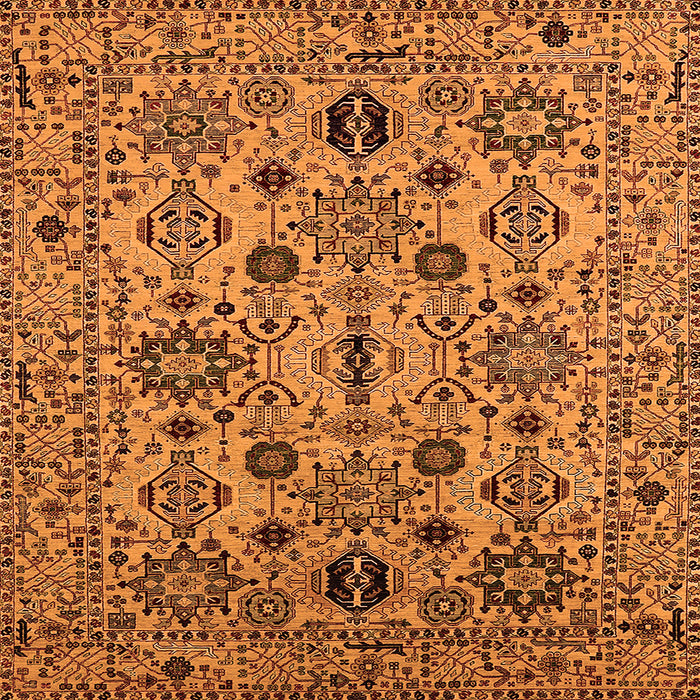 Square Machine Washable Oriental Orange Traditional Area Rugs, wshurb2344org