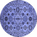 Round Oriental Blue Traditional Rug, urb2344blu