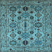 Square Machine Washable Oriental Light Blue Traditional Rug, wshurb2344lblu