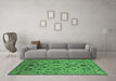 Machine Washable Oriental Emerald Green Traditional Area Rugs in a Living Room,, wshurb2344emgrn