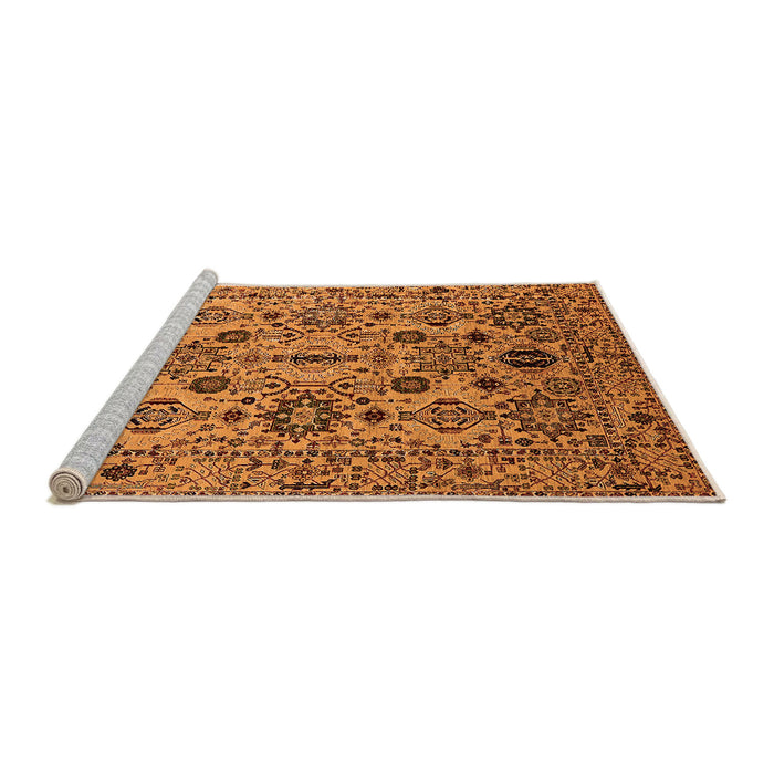 Sideview of Machine Washable Oriental Orange Traditional Area Rugs, wshurb2344org