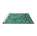 Sideview of Machine Washable Oriental Turquoise Traditional Area Rugs, wshurb2344turq