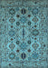 Machine Washable Oriental Light Blue Traditional Rug, wshurb2344lblu