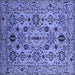 Square Machine Washable Oriental Blue Traditional Rug, wshurb2344blu