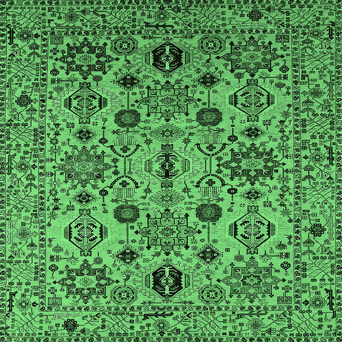 Square Oriental Emerald Green Traditional Rug, urb2344emgrn