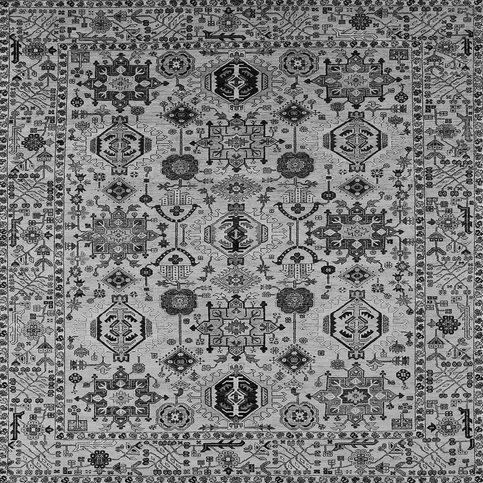 Square Machine Washable Oriental Gray Traditional Rug, wshurb2344gry
