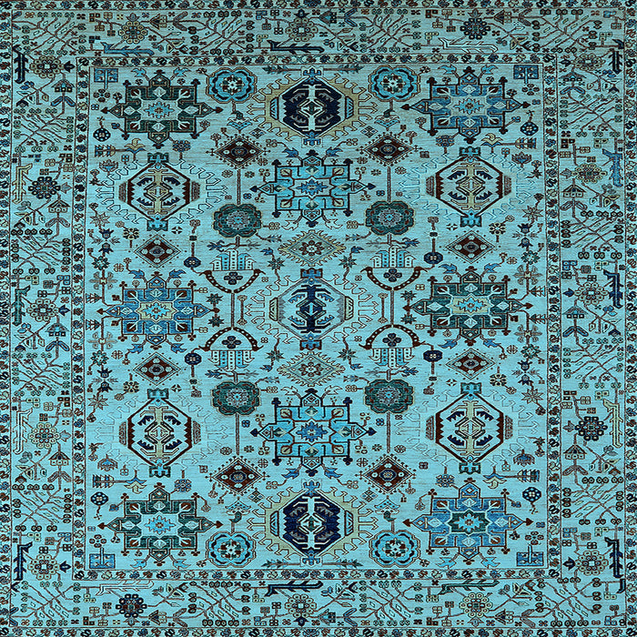 Square Oriental Light Blue Traditional Rug, urb2344lblu