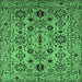 Square Machine Washable Oriental Emerald Green Traditional Area Rugs, wshurb2344emgrn