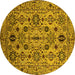 Round Oriental Yellow Traditional Rug, urb2344yw