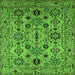 Square Machine Washable Oriental Green Traditional Area Rugs, wshurb2344grn