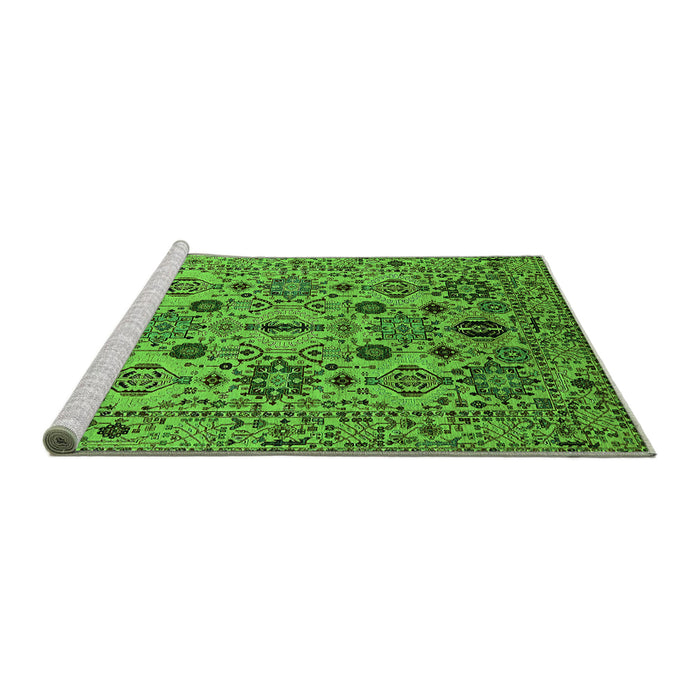 Sideview of Machine Washable Oriental Green Traditional Area Rugs, wshurb2344grn
