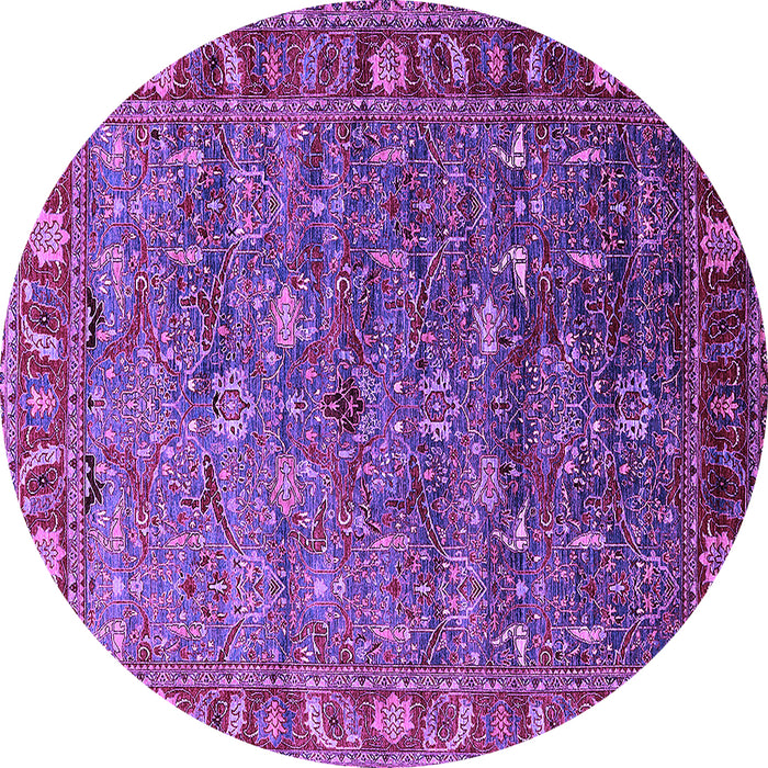 Round Machine Washable Oriental Purple Traditional Area Rugs, wshurb2345pur