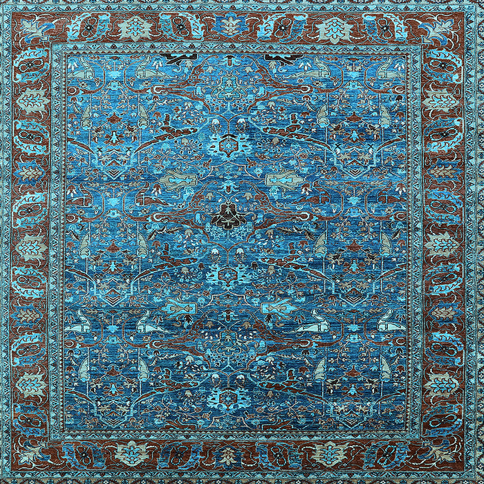 Square Oriental Light Blue Traditional Rug, urb2345lblu